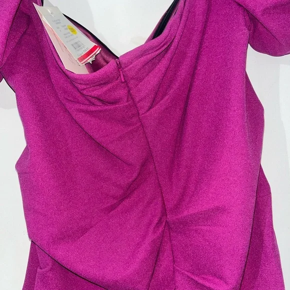 NWT David's Bridal Off-Shoulder Fuchsia Mini Dress - Picture 4 of 5